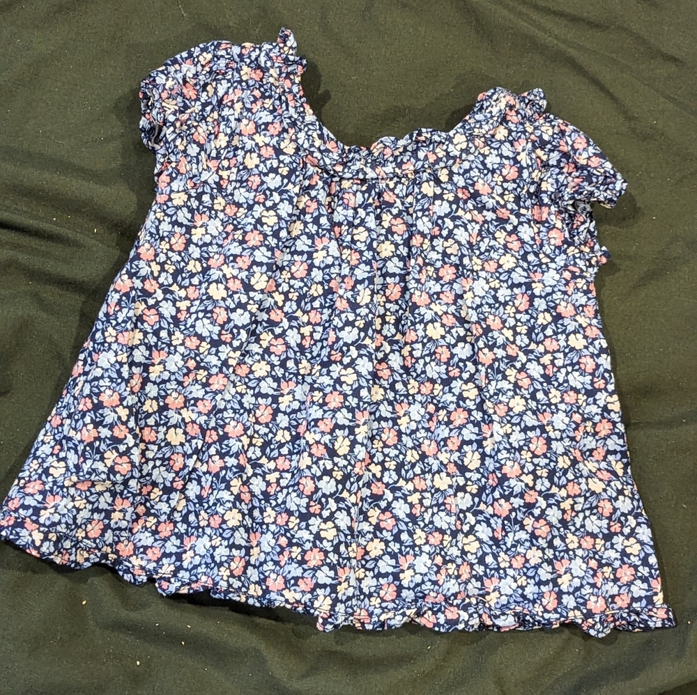 Janie and Jack 6-12 Month girls blue floral shirt with bow